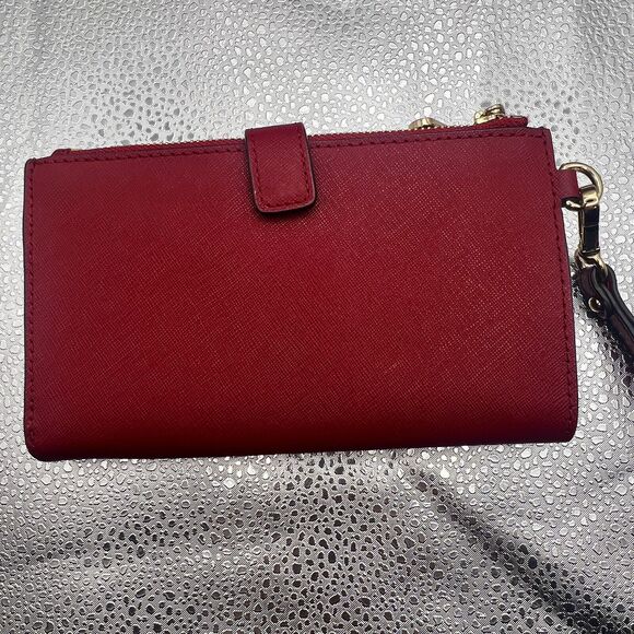 Michael Kors Jet Set Travel Double-Zip Wristlet/Wallet Discontinued Scarlet Red - Picture 6 of 16